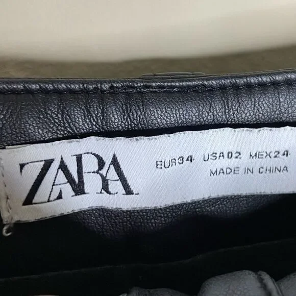 Zara Faux Leather Black Pants Straight Leg Size 2 - Picture 8 of 8